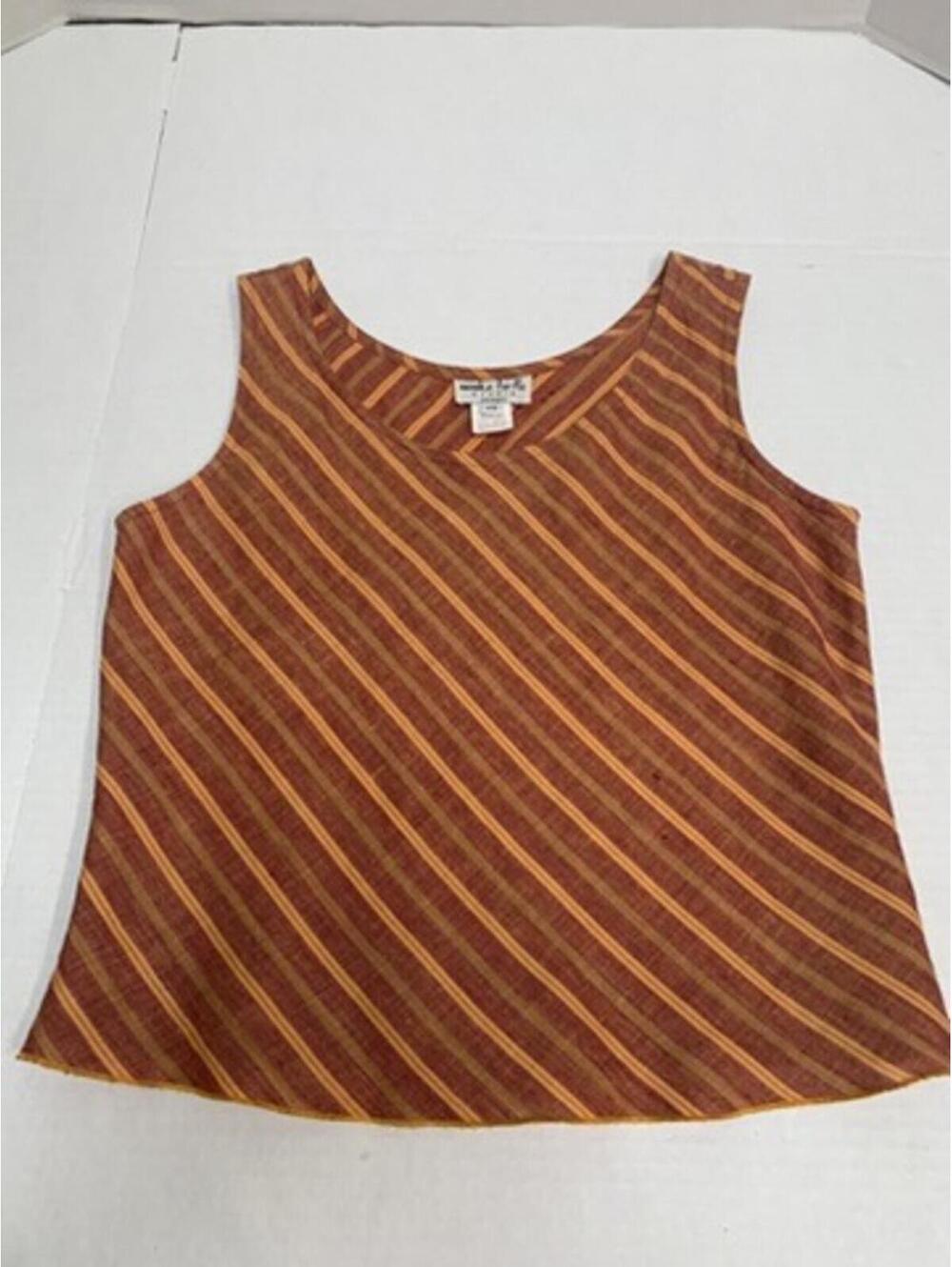 Monika Turtle Studio  Woman's Size XS Shades of Orange Tank Top Linen
